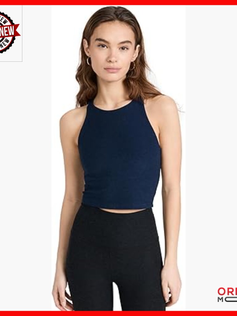 Cropped Athletic Tank Top With Built-In Bra, Moisture-Wicking Activewear